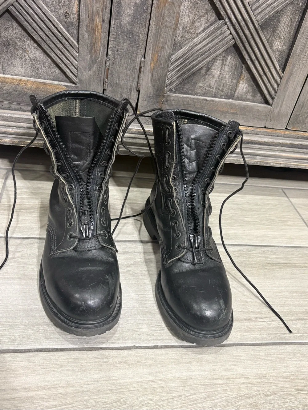 RED WING 4473 Vintage USA BLACK LEATHER ENGINEER MILITARY BOOTS 11 STEEL TOE